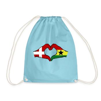 Dänemark Ghana Flagge Hände Herzform - Turnbeutel - Aqua - Vorne
