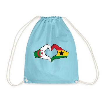 Algerien Ghana Flagge Hände Herzform - Turnbeutel - Aqua - Vorne