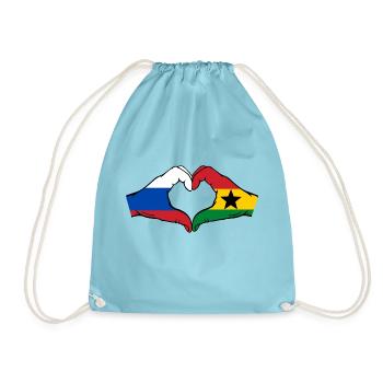 Russie Ghana Drapeau Mains Coeur Forme - Sac de sport léger - aqua - Devant