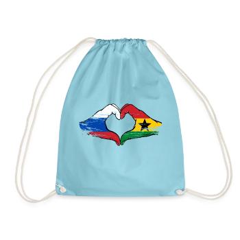 Russie Ghana drapeau mains forme de coeur utilisé - Sac de sport léger - aqua - Devant