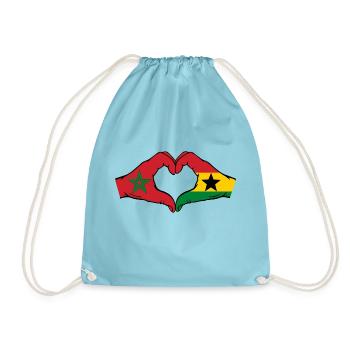 Maroc Ghana Drapeau Mains Coeur Forme - Sac de sport léger - aqua - Devant