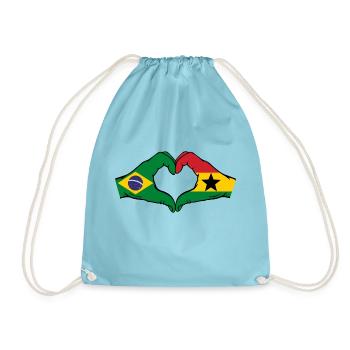 Brésil Ghana Drapeau Mains Coeur Forme - Sac de sport léger - aqua - Devant