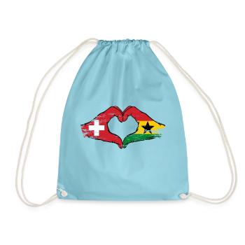 Suisse Ghana drapeau mains forme de coeur utilisé - Sac de sport léger - aqua - Devant