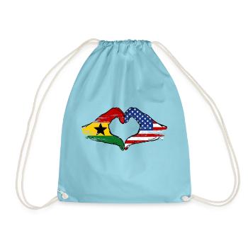 Ghana États-Unis drapeau mains forme de coeur utilisé - Sac de sport léger - aqua - Devant