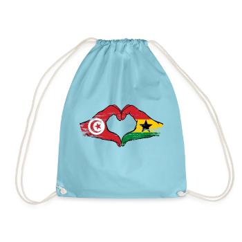 Tunisie Ghana drapeau mains forme de coeur utilisé - Sac de sport léger - aqua - Devant