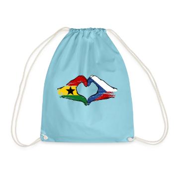 Ghana Czech Republic Flag Hands Heart Shape Used - Drawstring Bag - aqua - Front