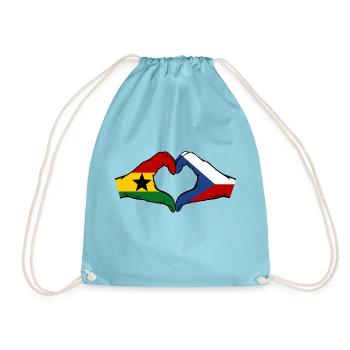 Ghana Czech Republic Flag Hands Heart Shape - Drawstring Bag - aqua - Front