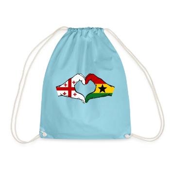 Georgien Ghana Flagge Hände Herzform - Turnbeutel - Aqua - Vorne