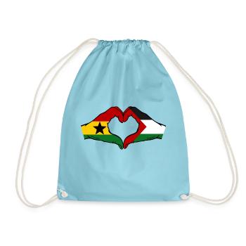 Ghana Palästina Flagge Hände Herzform - Turnbeutel - Aqua - Vorne