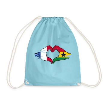 Drapeau de la France Ghana mains forme de coeur utilisé - Sac de sport léger - aqua - Devant