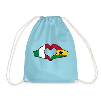 Italien Ghana Flagge Hände Herzform - Turnbeutel - Aqua - Vorne