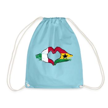 Italy Ghana flag hands heart shape used - Drawstring Bag - aqua - Front