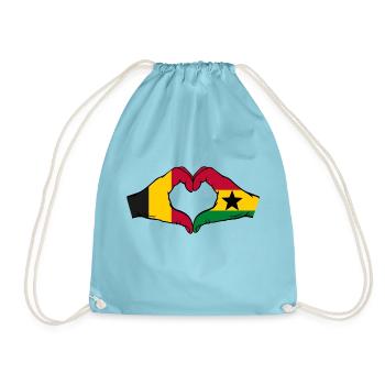 Belgique Ghana Drapeau Mains Coeur Forme - Sac de sport léger - aqua - Devant