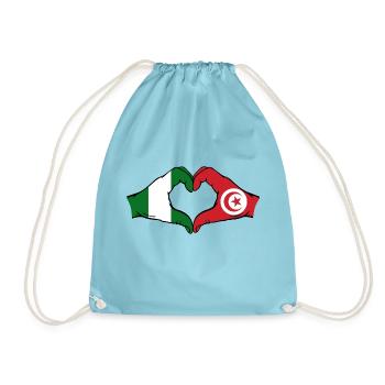 Nigeria Tunesien Flagge Hände Herzform - Turnbeutel - Aqua - Vorne