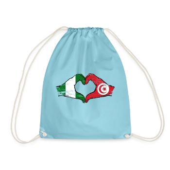 Nigeria Tunisie drapeau mains forme de coeur utilisé - Sac de sport léger - aqua - Devant