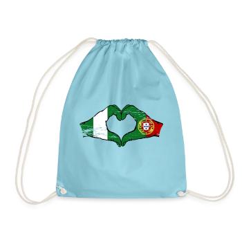 Nigeria Portugal drapeau mains forme de coeur utilisé - Sac de sport léger - aqua - Devant