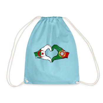 Algérie Portugal Drapeau Mains Coeur Forme Utilisé - Sac de sport léger - aqua - Devant