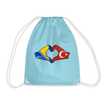 Bosnien Türkei Flagge Hände Herzform used - Turnbeutel - Aqua - Vorne