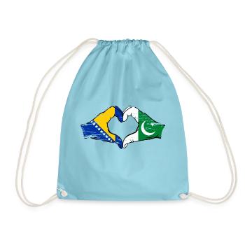 Bosnien Pakistan Flagge Hände Herzform used - Turnbeutel - Aqua - Vorne