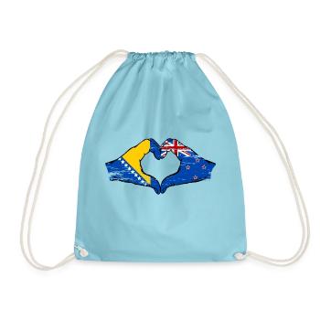 Bosnie Nouvelle-Zélande drapeau mains forme de coeur utilisé - Sac de sport léger - aqua - Devant