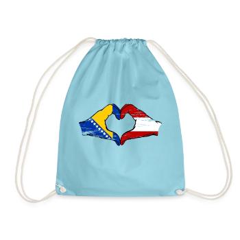 Bosnia Austria flag hands heart shape used - Drawstring Bag - aqua - Front