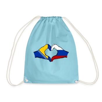 Bosnie Russie Drapeau Mains Coeur Forme - Sac de sport léger - aqua - Devant