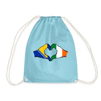 Bosnien Irland Flagge Hände Herzform - Turnbeutel - Aqua - Vorne