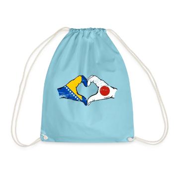 Bosnie Japon drapeau mains forme de coeur utilisé - Sac de sport léger - aqua - Devant