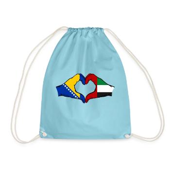 Bosnia United Arab Emirates Flag Hands - Drawstring Bag - aqua - Front