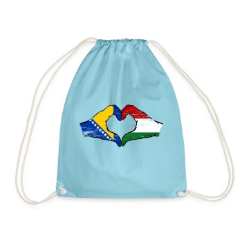 Bosnie Hongrie drapeau mains forme coeur utilisé - Sac de sport léger - aqua - Devant