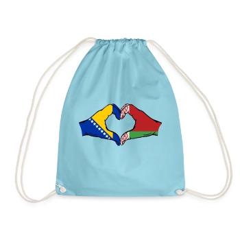 Bosnien Belarus Flagge Hände Herzform - Turnbeutel - Aqua - Vorne