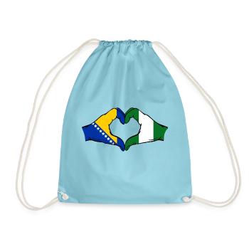 Bosnie Nigeria Drapeau Mains Coeur Forme - Sac de sport léger - aqua - Devant