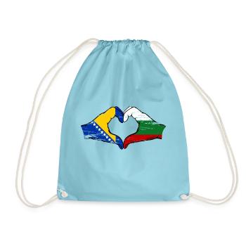Bosnien Bulgarien Flagge Hände Herzform used - Turnbeutel - Aqua - Vorne