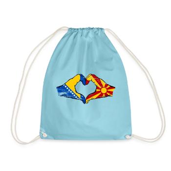 Bosnie Macédoine drapeau mains forme de coeur utilisé - Sac de sport léger - aqua - Devant