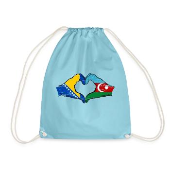 Bosnien Aserbaidschan Flagge Hände Herzform used - Turnbeutel - Aqua - Vorne