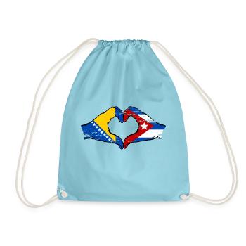 Bosnie Cuba drapeau mains forme de coeur utilisé - Sac de sport léger - aqua - Devant