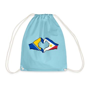 Bosnien Philippinen Flagge Hände Herzform - Turnbeutel - Aqua - Vorne