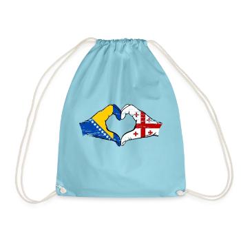 Bosnie Géorgie drapeau mains forme de coeur utilisé - Sac de sport léger - aqua - Devant