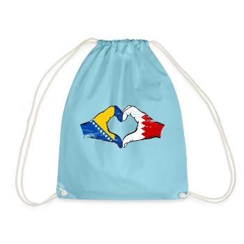 Bosnia Bahrain flag hands heart shape used - Drawstring Bag - aqua - Front