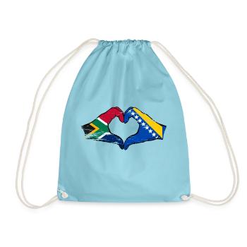Afrique du Sud Drapeau Bosnie mains forme de coeur utilisé - Sac de sport léger - aqua - Devant