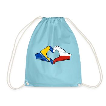 Bosnie Pologne drapeau mains forme de coeur utilisé - Sac de sport léger - aqua - Devant