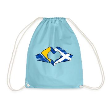 Bosnia Scotland flag hands heart shape used - Drawstring Bag - aqua - Front
