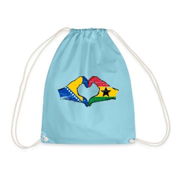 Bosnie Ghana drapeau mains forme de coeur utilisé - Sac de sport léger - aqua - Devant