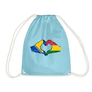 Bosnien Bolivien Flagge Hände Herzform used - Turnbeutel - Aqua - Vorne