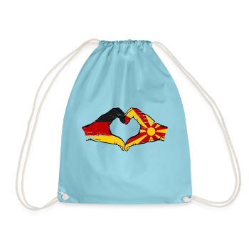 Deutschland Makedonien Flagge Hände Herzform used - Turnbeutel - Aqua - Vorne