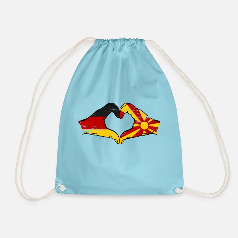 Deutschland Makedonien Flagge Hände Herzform used - Turnbeutel - Aqua