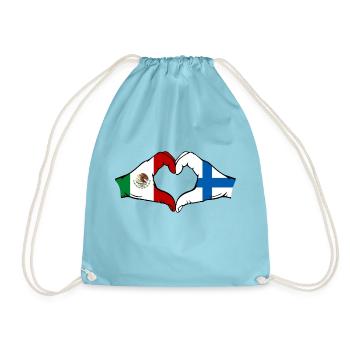 Mexique Finlande Drapeau Mains Coeur Forme - Sac de sport léger - aqua - Devant