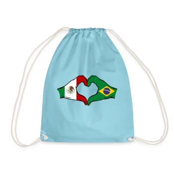 Mexique Brésil Drapeau Mains Coeur Forme - Sac de sport léger - aqua - Devant