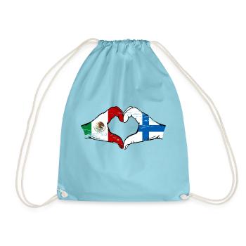 Mexique Finlande drapeau mains forme de coeur utilisé - Sac de sport léger - aqua - Devant