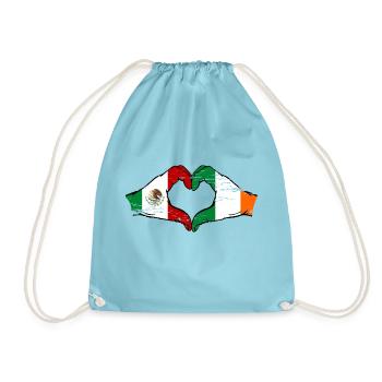 Mexique Drapeau Irlande mains forme de cœur utilisé - Sac de sport léger - aqua - Devant
